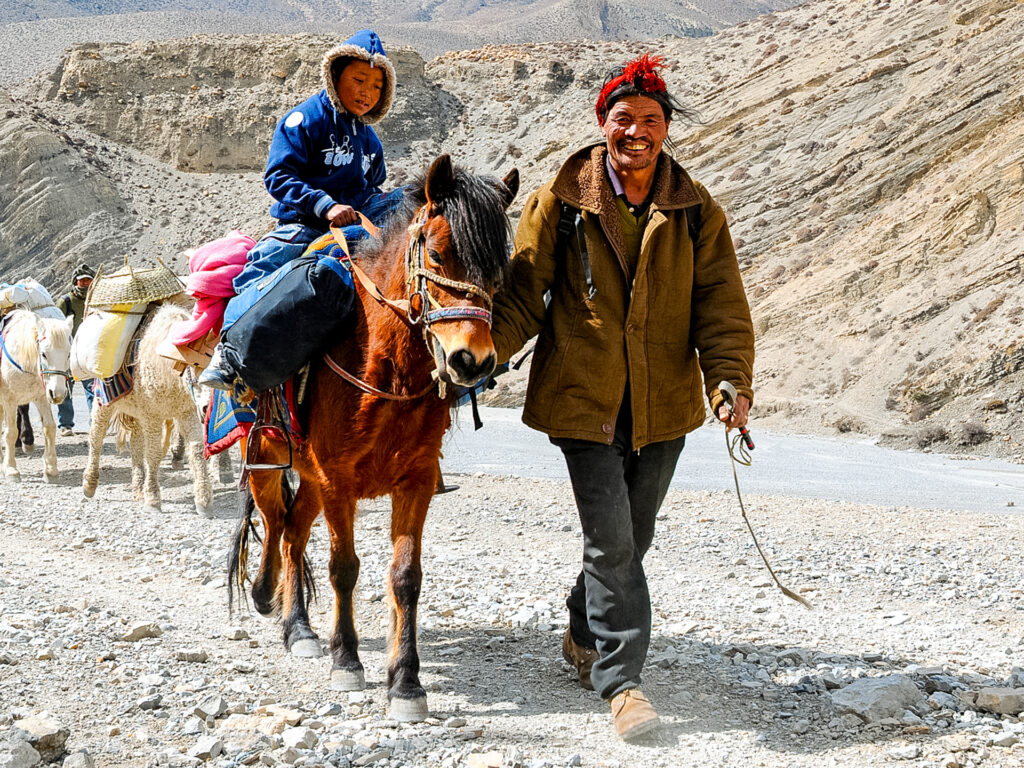 Junge reitet auf Pferd